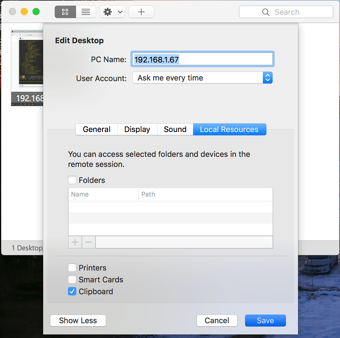remmina remote desktop client mac